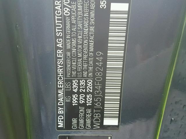 WDBTJ65J34F082449 - 2004 MERCEDES-BENZ CLK 320C BLUE photo 10