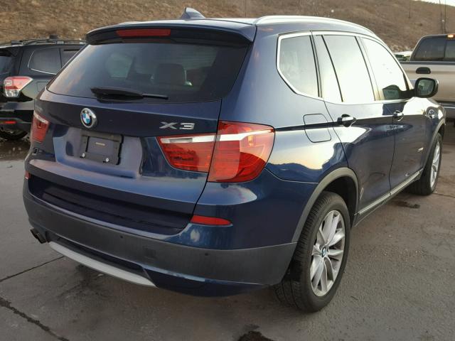 5UXWX5C59CL719534 - 2012 BMW X3 XDRIVE2 BLUE photo 4