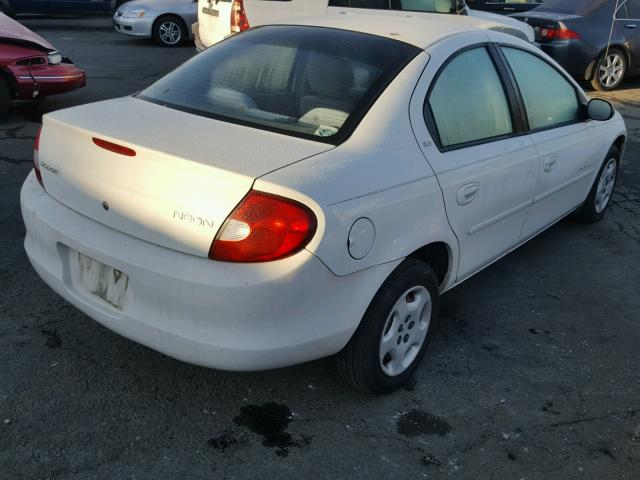 1B3ES46C71D268273 - 2001 DODGE NEON SE WHITE photo 4