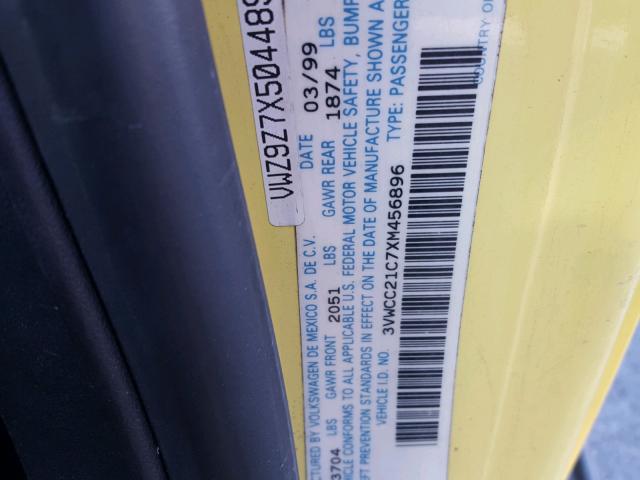 3VWCC21C7XM456896 - 1999 VOLKSWAGEN NEW BEETLE Sarı foto 10