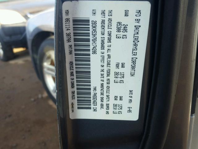 2B3KA53H76H174206 - 2006 DODGE CHARGER R/ GRAY photo 10