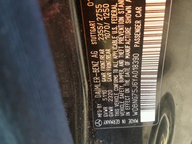 WDBNG75J6YA018390 - 2000 MERCEDES-BENZ S 500 BLACK photo 10