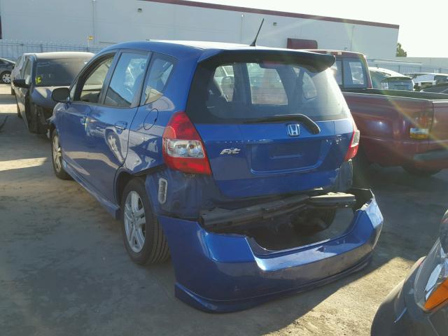 JHMGD37668S074083 - 2008 HONDA FIT SPORT BLUE photo 3