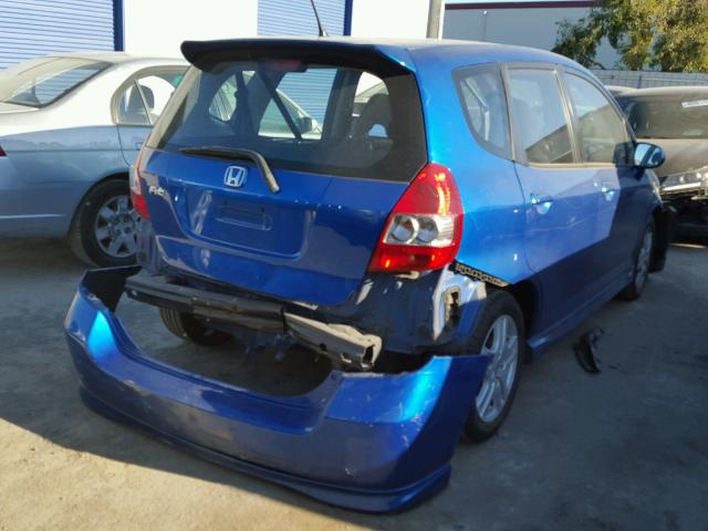 JHMGD37668S074083 - 2008 HONDA FIT SPORT BLUE photo 4