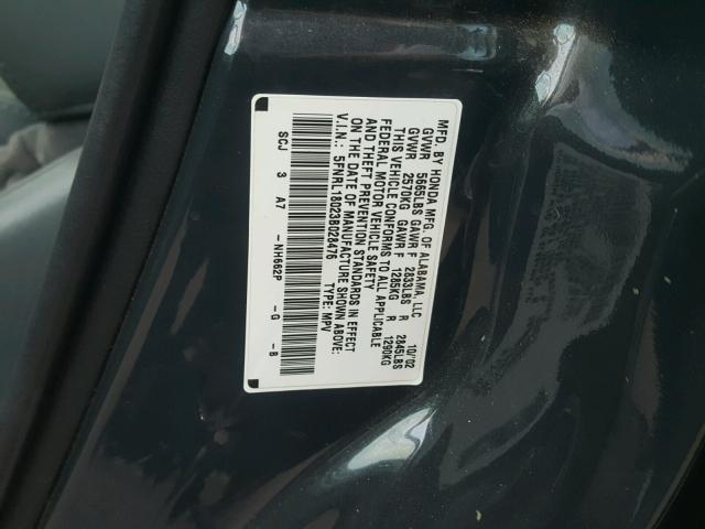 5FNRL18023B028476 - 2003 HONDA ODYSSEY EX GRAY photo 10