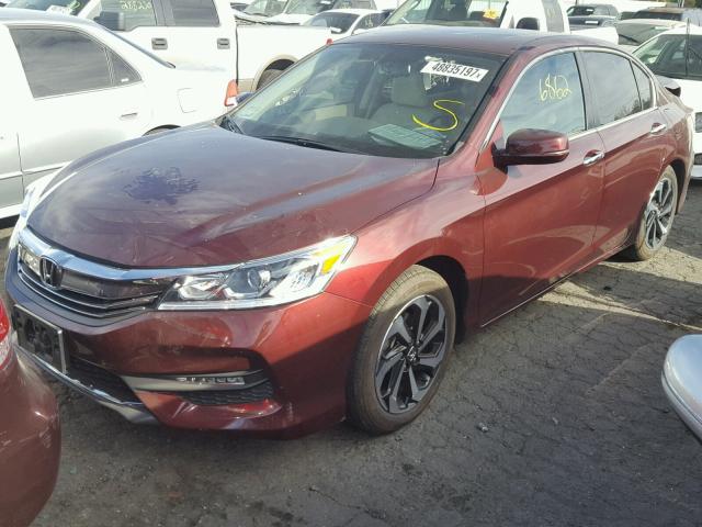 1HGCR2F83HA129742 - 2017 HONDA ACCORD EXL MAROON photo 2