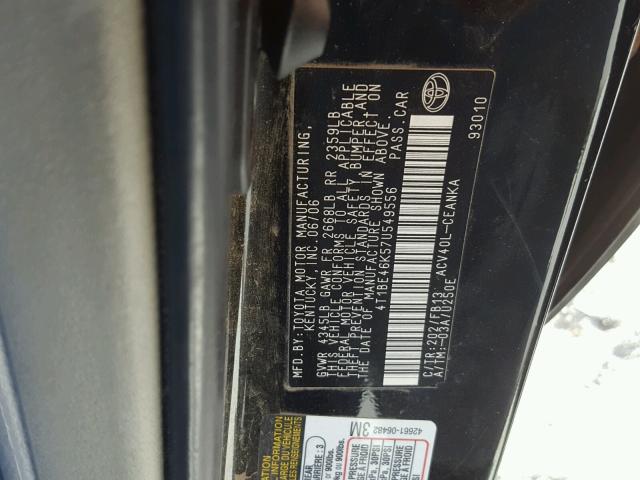 4T1BE46K57U549556 - 2007 TOYOTA CAMRY NEW BLACK photo 10