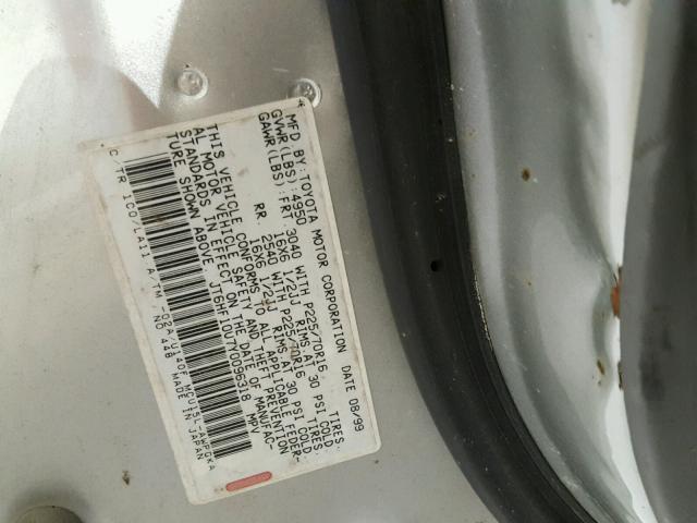 JT6HF10U7Y0096318 - 2000 LEXUS RX 300 SILVER photo 10