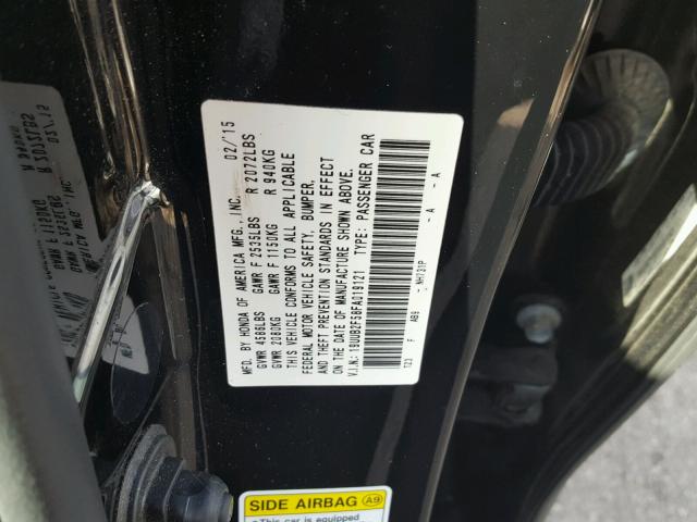 19UUB2F58FA019121 - 2015 ACURA TLX TECH შავი ფოტო 10