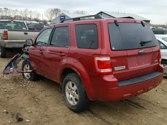 1FMCU94138KA16715 - 2008 FORD ESCAPE LIM RED photo 3