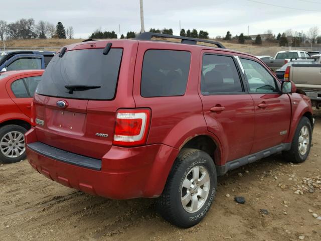 1FMCU94138KA16715 - 2008 FORD ESCAPE LIM RED photo 4