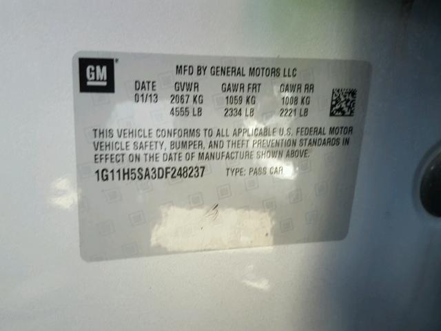 1G11H5SA3DF248237 - 2013 CHEVROLET MALIBU LTZ 银色 照片 10