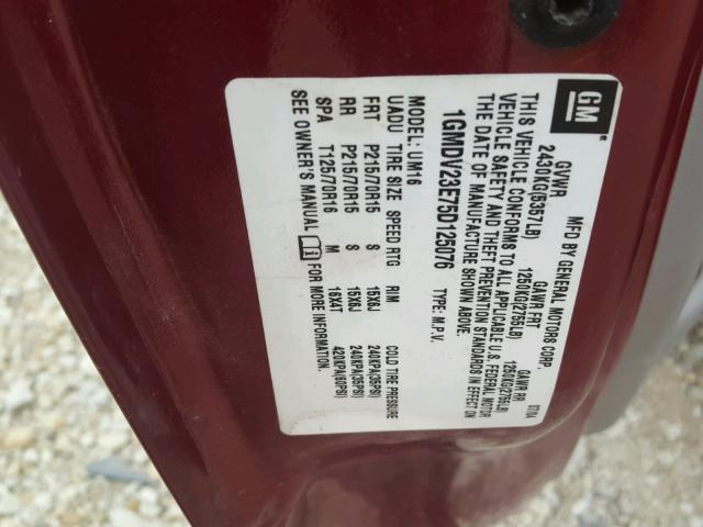 1GMDV23E75D125076 - 2005 PONTIAC MONTANA BURGUNDY photo 10