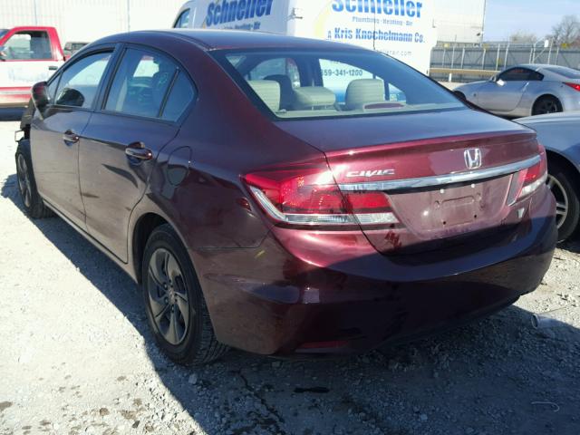 19XFB2F58FE119126 - 2015 HONDA CIVIC LX MAROON photo 3