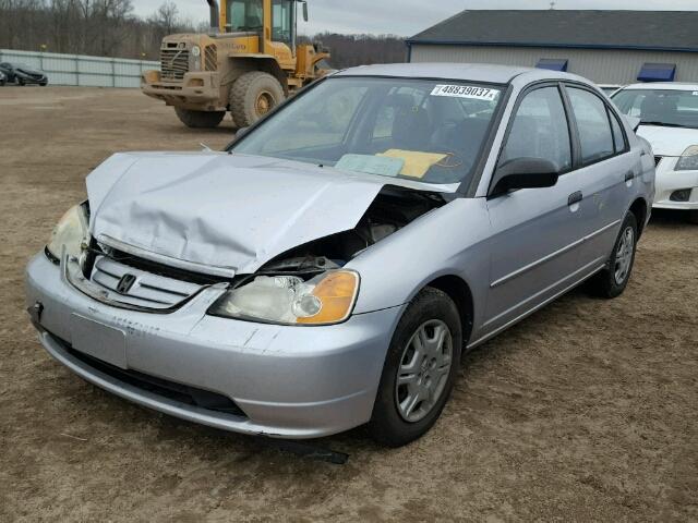 1HGES16561L041579 - 2001 HONDA CIVIC LX SILVER photo 2