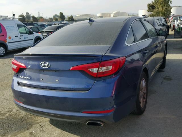 5NPE24AF7FH148975 - 2015 HYUNDAI SONATA SE BLUE photo 4