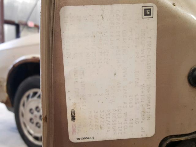 1G3AG54N9P6343240 - 1993 OLDSMOBILE CUTLASS CI TAN photo 10