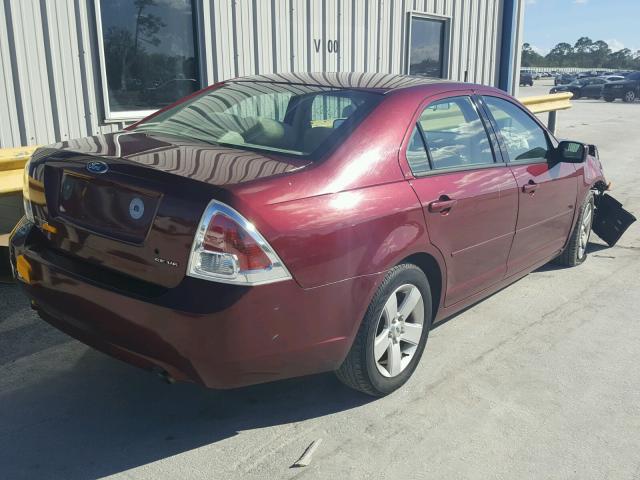 3FAHP071X7R105710 - 2007 FORD FUSION SE BURGUNDY photo 4