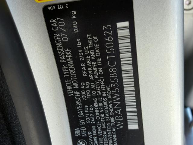 WBANW53588CT50623 - 2008 BMW 550 I SILVER photo 10