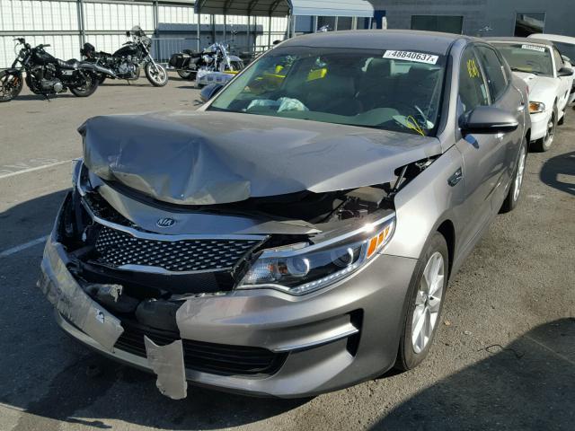 5XXGU4L31GG050639 - 2016 KIA OPTIMA EX GRAY photo 2