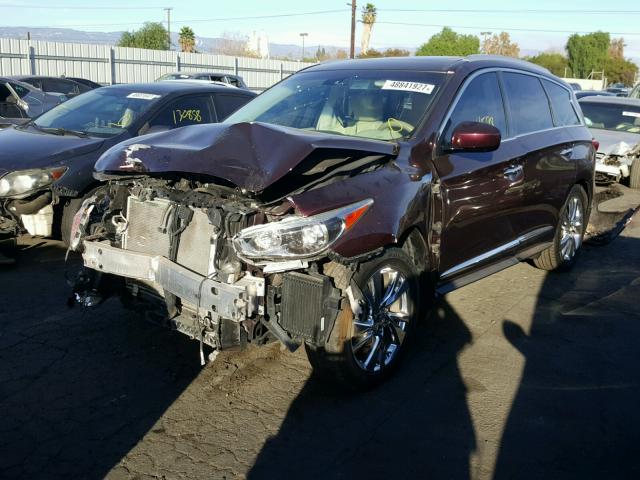 5N1AL0MNXDC327989 - 2013 INFINITI JX35 BASE BURGUNDY photo 2