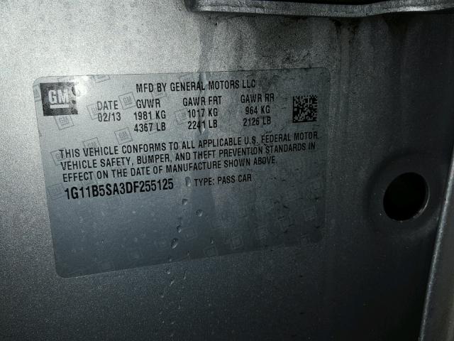 1G11B5SA3DF255125 - 2013 CHEVROLET MALIBU LS ვერცხლისფერი ფოტო 10