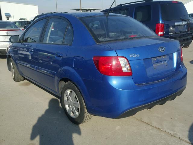 KNADH4A35A6644647 - 2010 KIA RIO LX BLUE photo 3