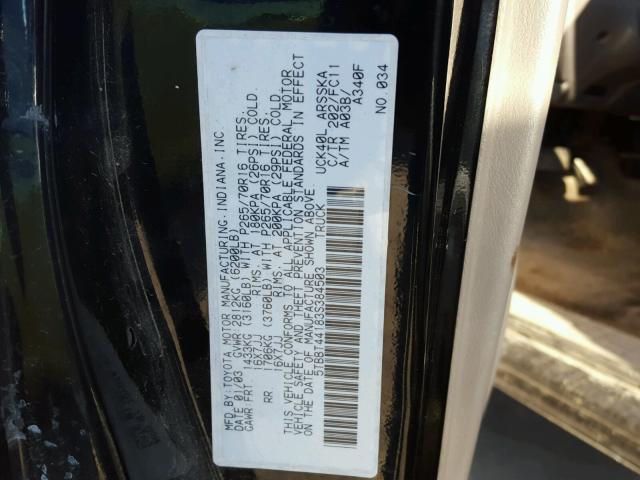 5TBBT44183S384503 - 2003 TOYOTA TUNDRA ACC BLACK photo 10