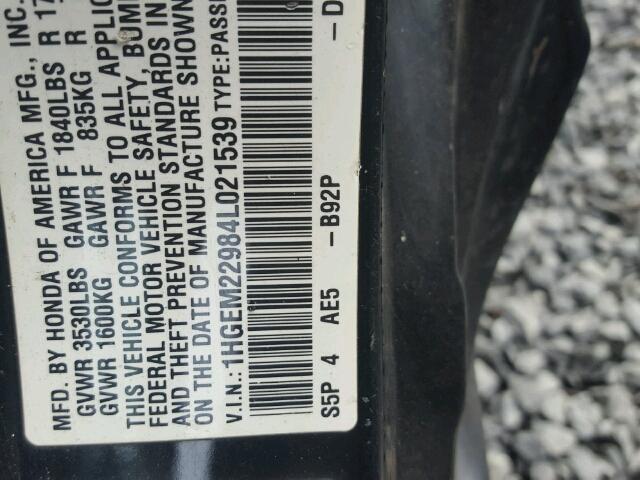 1HGEM22984L021539 - 2004 HONDA CIVIC EX Qara foto 10