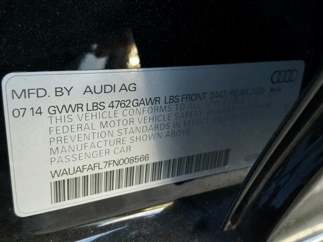 WAUAFAFL7FN008566 - 2015 AUDI A4 PREMIUM BLACK photo 10