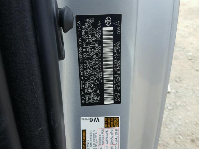 JTKDE177070190400 - 2007 TOYOTA SCION TC 银色 照片 10