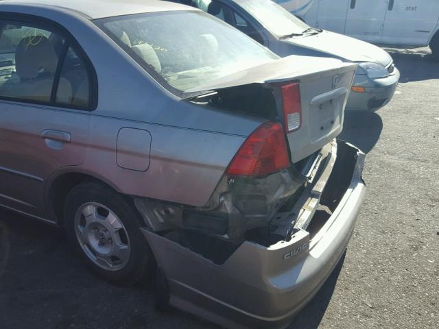 JHMES96685S017753 - 2005 HONDA CIVIC HYBR SILVER photo 9