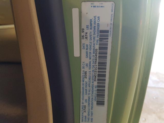 3VWCC21C1YM404505 - 2000 VOLKSWAGEN NEW BEETLE Yaşıl foto 10
