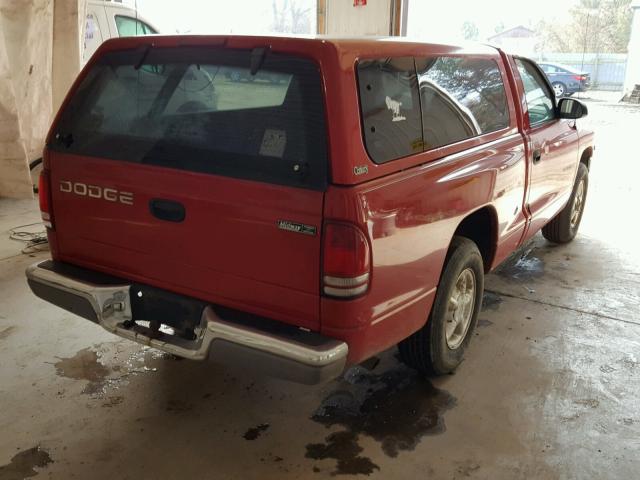 1B7FL26X9WS690572 - 1998 DODGE DAKOTA RED photo 4