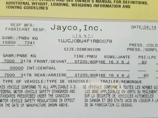 1UJCJ0BU4F1RB0078 - 2015 JAYC PINNACLE TWO TONE photo 10