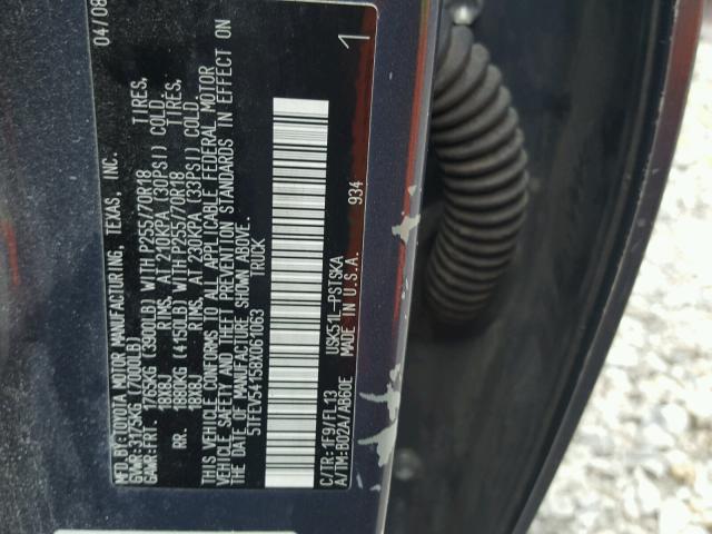 5TFEV54158X061063 - 2008 TOYOTA TUNDRA CRE BLUE photo 10