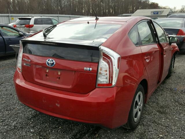 JTDKN3DU5D5595512 - 2013 TOYOTA PRIUS RED photo 4