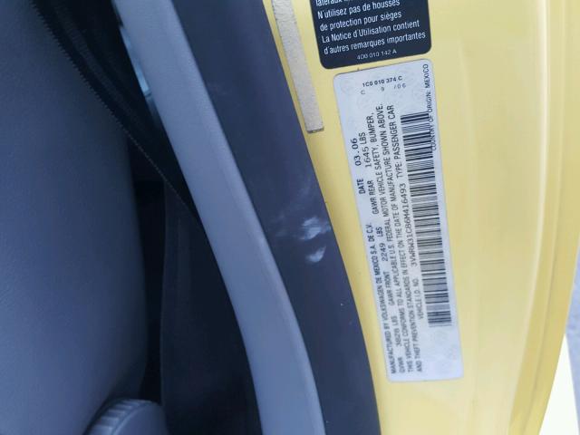 3VWRW31C86M416493 - 2006 VOLKSWAGEN NEW BEETLE 黄色 照片 10