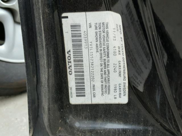 YV1LS5523R2122202 - 1994 VOLVO 850 BLACK photo 10