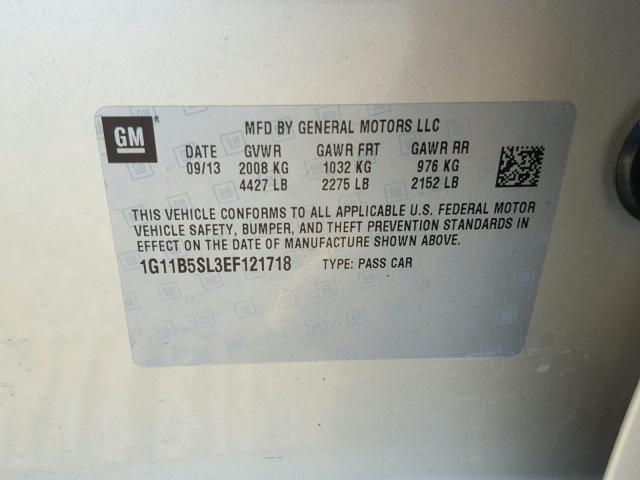 1G11B5SL3EF121718 - 2014 CHEVROLET MALIBU LS GOLD photo 10