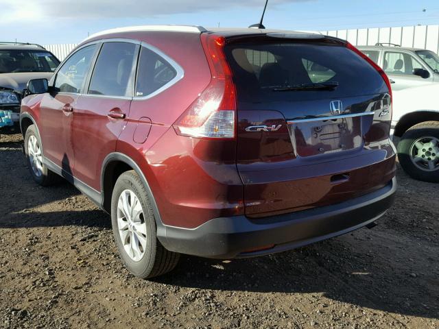 5J6RM4H79CL016067 - 2012 HONDA CR-V EXL MAROON photo 3