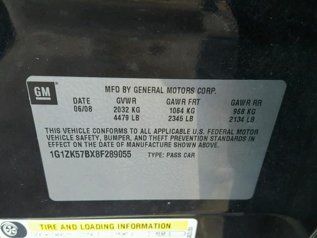 1G1ZK57BX8F289055 - 2008 CHEVROLET MALIBU LTZ 黑色 照片 10