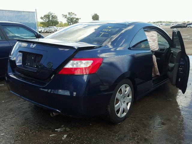 2HGFG126X7H530545 - 2007 HONDA CIVIC LX BLUE photo 4