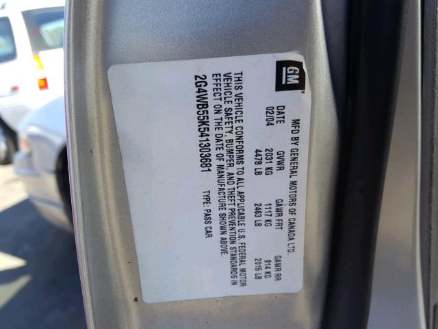 2G4WB55K541303681 - 2004 BUICK REGAL LS SILVER photo 10