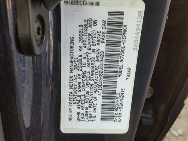 4T1BE32K82U503423 - 2002 TOYOTA CAMRY LE BLUE photo 10