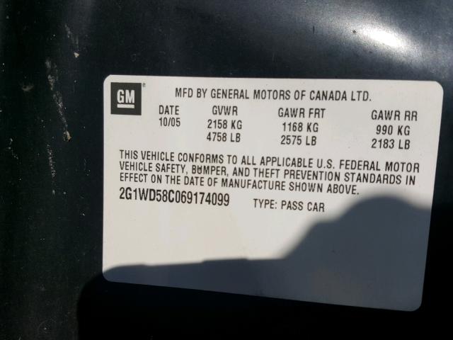 2G1WD58C069174099 - 2006 CHEVROLET IMPALA SUP 黑色 照片 10