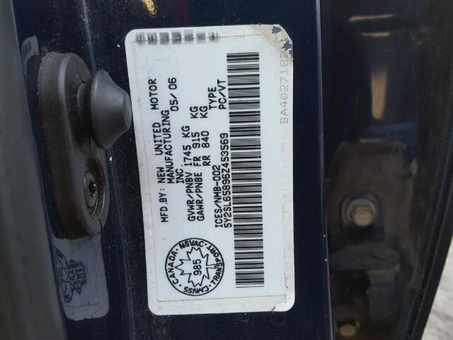 5Y2SL65896Z453569 - 2006 PONTIAC VIBE BLUE photo 10