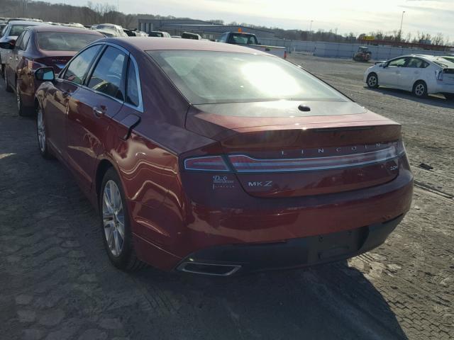 3LN6L2LU7GR634620 - 2016 LINCOLN MKZ HYBRID RED photo 3