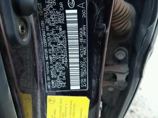 JTHBA30GX45022678 - 2004 LEXUS ES 330 BLACK photo 10