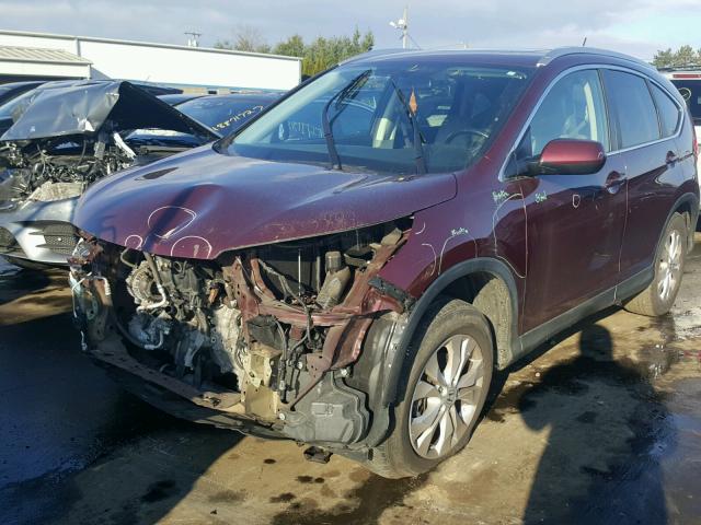 5J6RM4H7XDL031212 - 2013 HONDA CR-V EXL MAROON photo 2